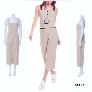 Beige Linen Cropped Romper, by STAUD